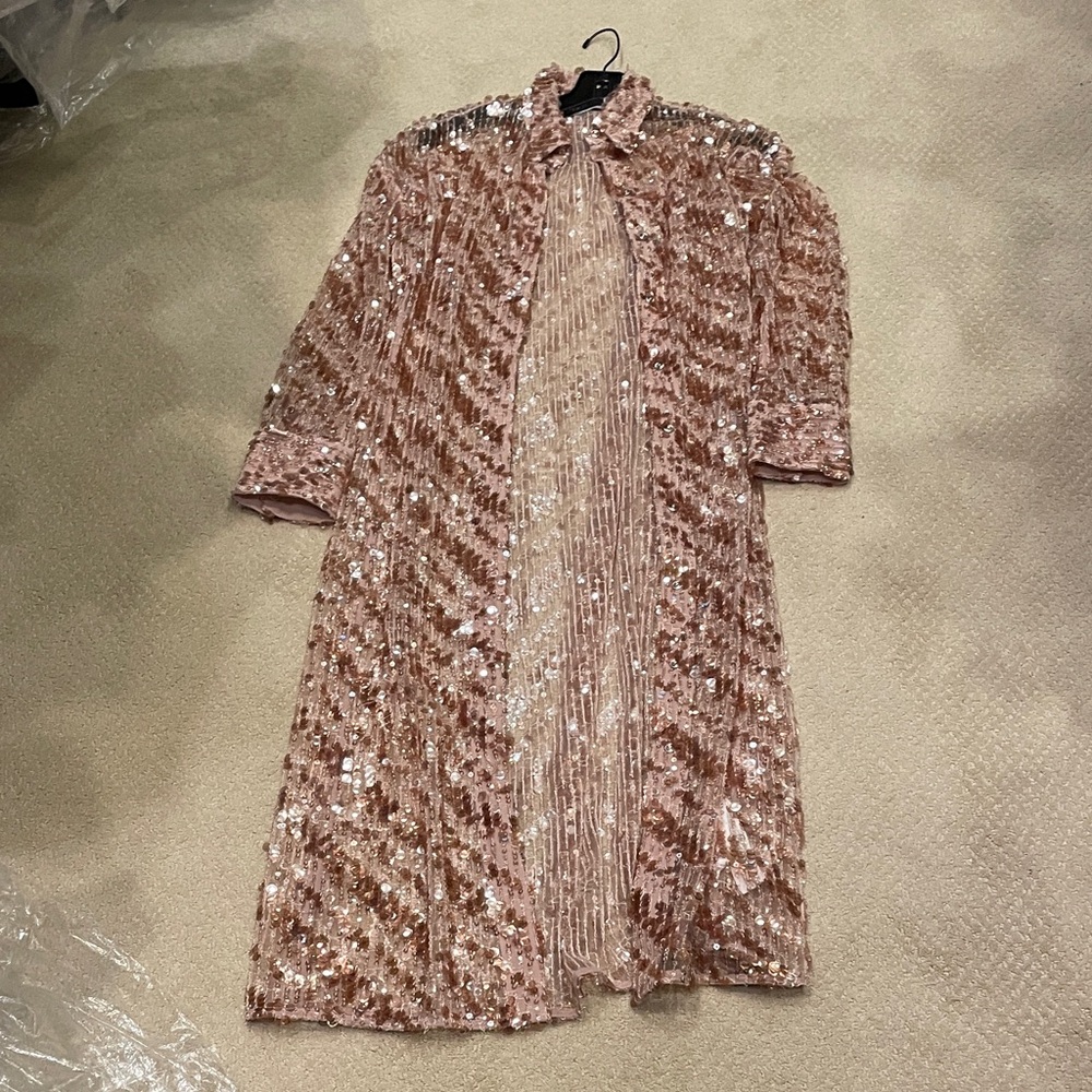 Sparkling Pink Sequin Coat Zara
